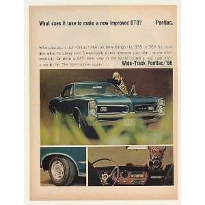  1966 Pontiac GTO New Improved Tiger Wide Track Print Ad 