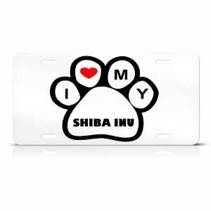 Shiba Inu Dog Dogs White Novelty Animal Metal License Plate Wall Sign 