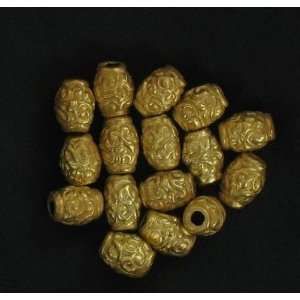  18K GOLD VERMEIL CARVED BARREL BEADS 2 PCS~ Everything 