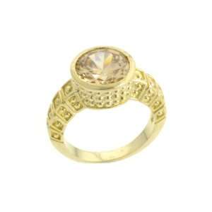  Champagne CZ Sterling Silver Vermeil Ring, 8 Jewelry