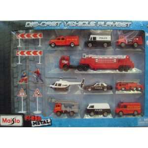   Die Cast Police and Fire Dept. Rescue Vehicle Playset Toys & Games