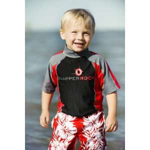  boys uv50+ rash swim top(black/red/grey)