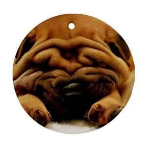  Shar pei puppy Ornament round porcelain Christmas Great 