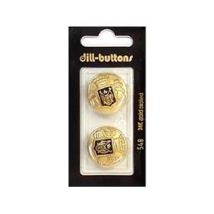  Dill Buttons 23mm Shank Enamel Black/Gold 2 pc (6 Pack 