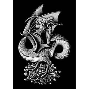   Oil Reproduction   Maurits Cornelis Escher   24 x 34 inches   Dragon