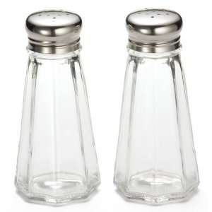  Paneled Glass Salt / Pepper Shakers w/ S/S Tops, 3 oz 