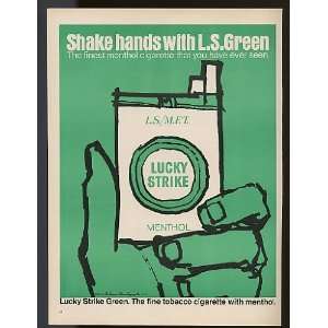   Strike Green Cigarette Shake Hands Print Ad (8828)