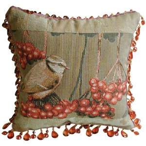  Winter Berries and Bird Throw Pillow