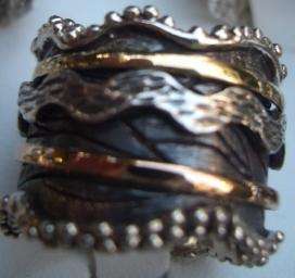 Israeli Silver Gold spinning ring jewelry swivel design  