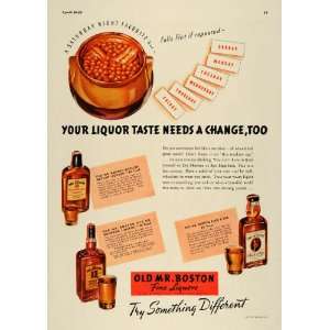  1937 Ad Old Mr. Boston Rock Rye Liqueur Bourbon Shots 