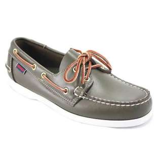 Sebago Docksides Moss Green Leather Boat Shoes for Men (Wide)  
