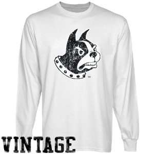  Wofford Terriers White Distressed Logo Vintage Long Sleeve 