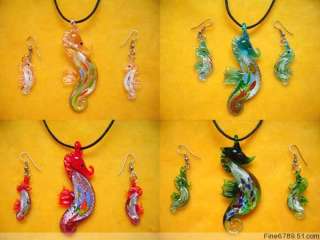 Lots 20Sets Sea Horse Lampwork Glass Pendants Necklaces&Earrings