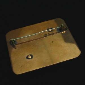 Rectangular Plaque Brooch Pin Rebajes Vintage Copper  