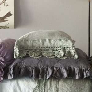  Linen Pillow Case with Crochet Lace