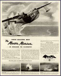 MARTIN MARINER U BOAT BOMBER IN 1944 AVIATION CO. AD  