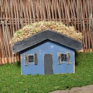  Fairy House with Green Roof, Blue Patio, Lawn & Garden