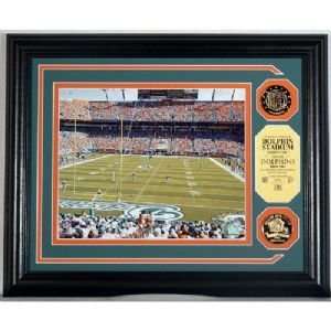  Miami Dolphins Dolphin Stadium Photo Mint with 2 24KT Gold 