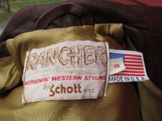 Brown LEATHER SCHOTT RANCHER WESTERN Fringe Jacket  