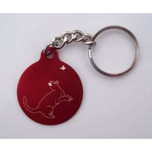  Laser Etched Playful Cat Key Chain