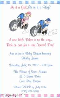 Motorcycle Biker Baby Shower Invitations Supplies  