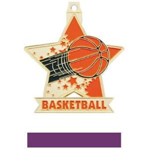  2.5 Star Custom Basketball Medal M 715B GOLD MEDAL/PURPLE 