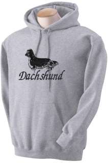 Dachshund Long Hair Dog Silhouette Embroidered Crew & Hooded 