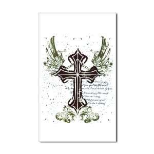  Sticker (Rectangle) Scripted Winged Cross 