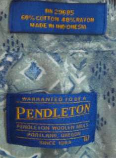 Pendleton s/s L large cotton rayon shirt mens  