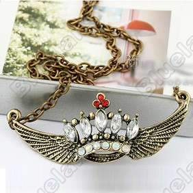   Beautiful Diamante studded Crown Angel Wings Necklace 6150  