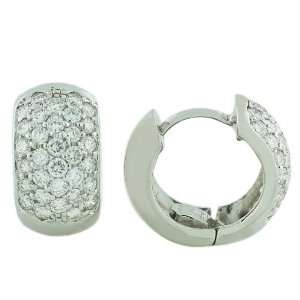  14k White Gold Womens Huggie Diamond Earrings 1.25 Ct 