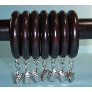  1 3/8 Solid Wood Drapery Rings with brass clips in Dark 
