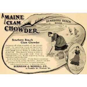  1904 Ad Burnham Morrill Scarboro Clam Chowder Diggers 