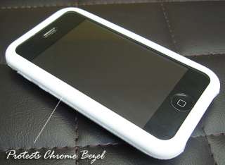 White Silicone Rubber Case for iPhone 3G & 3GS  Circles  