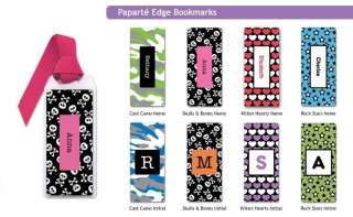   blue Personalized bookmarks, kids stars hearts camo bookmarks  