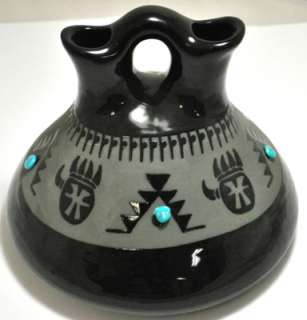 San Juan Black Glossy Double Fluted Pottery   Brenda Adelcia  