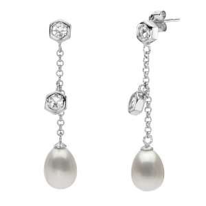   with White topaz Gemstones with 1 inches Chain Dangled Ball Earring