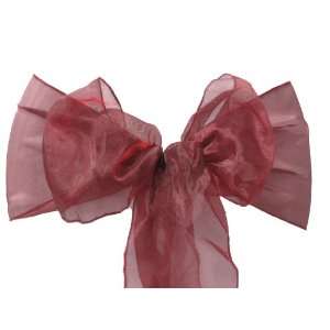  Burgundy Organza Sashes Chair Bows (Pack of 25) Made in 