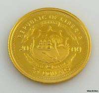 2000 LIBERIA $25 COIN   Solid Fine Gold George Washington Collectible 