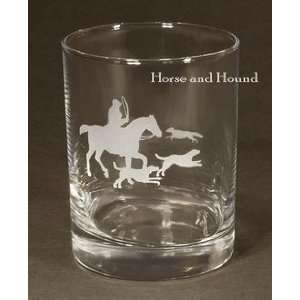  Fox Hunt Etched Old Fashioned Glasses (set of 4)