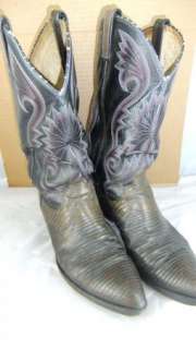 Dan Post Cowboy Boots Black Leather Alligator Used Mens 10 D  