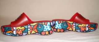   Red Grendene Butterfly Fish Graffiti Wedges   Size 7   S205  
