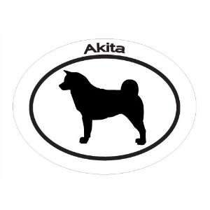  Oval Decal with silhouette of an AKITA measured in inches 