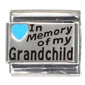  In Memory Of My Grandchild Dark Blue Heart Laser Italian 