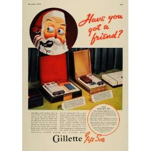 1937 Ad Gillette Safety Razor Gift Sets Santa Christmas 