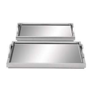   of Two Classy Stainless Steel Mirror Decorative Trays