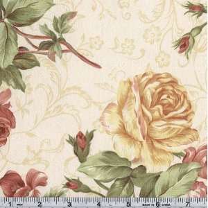  45 Wide Bed of Roses Annabella Cream Fabric By The Yard 