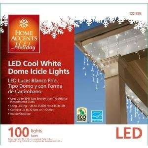   Holiday 100 Light LED Cool White Dome Icicle Lights