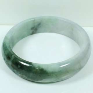 Round 2 Color Green 59mm Certified White Bangle 100% Natural A Jadeite 
