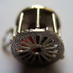 VINTAGE SILVER ROULETTE WHEEL w DICE IN CAGE CHARM  